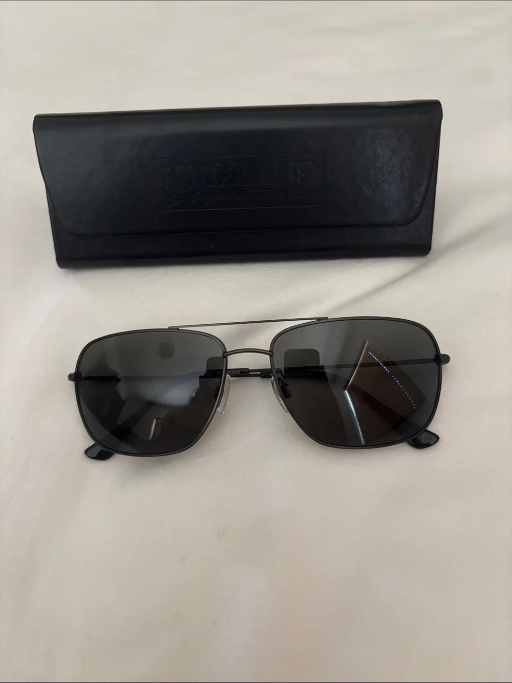 Kirkland Signature Polarized Black Metal Aviator Sunglasses with Dark Lenses